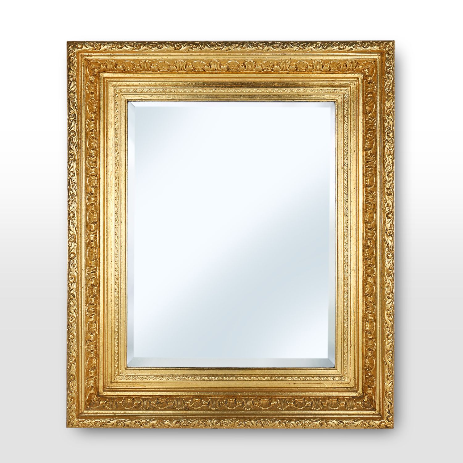 Baroque gilt facet cut wall mirror in wood, France 1850-img